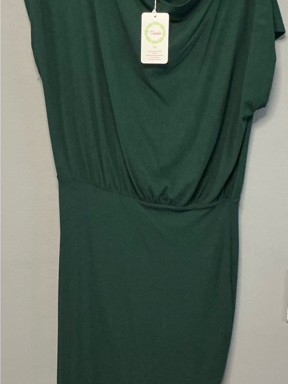 Forest Green Draped Waist Women’s Dress